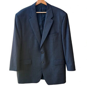 Lauren Ralph Lauren Blazer Sports Suit Jacket 100% Wool Pinstripe Charcoal 48R